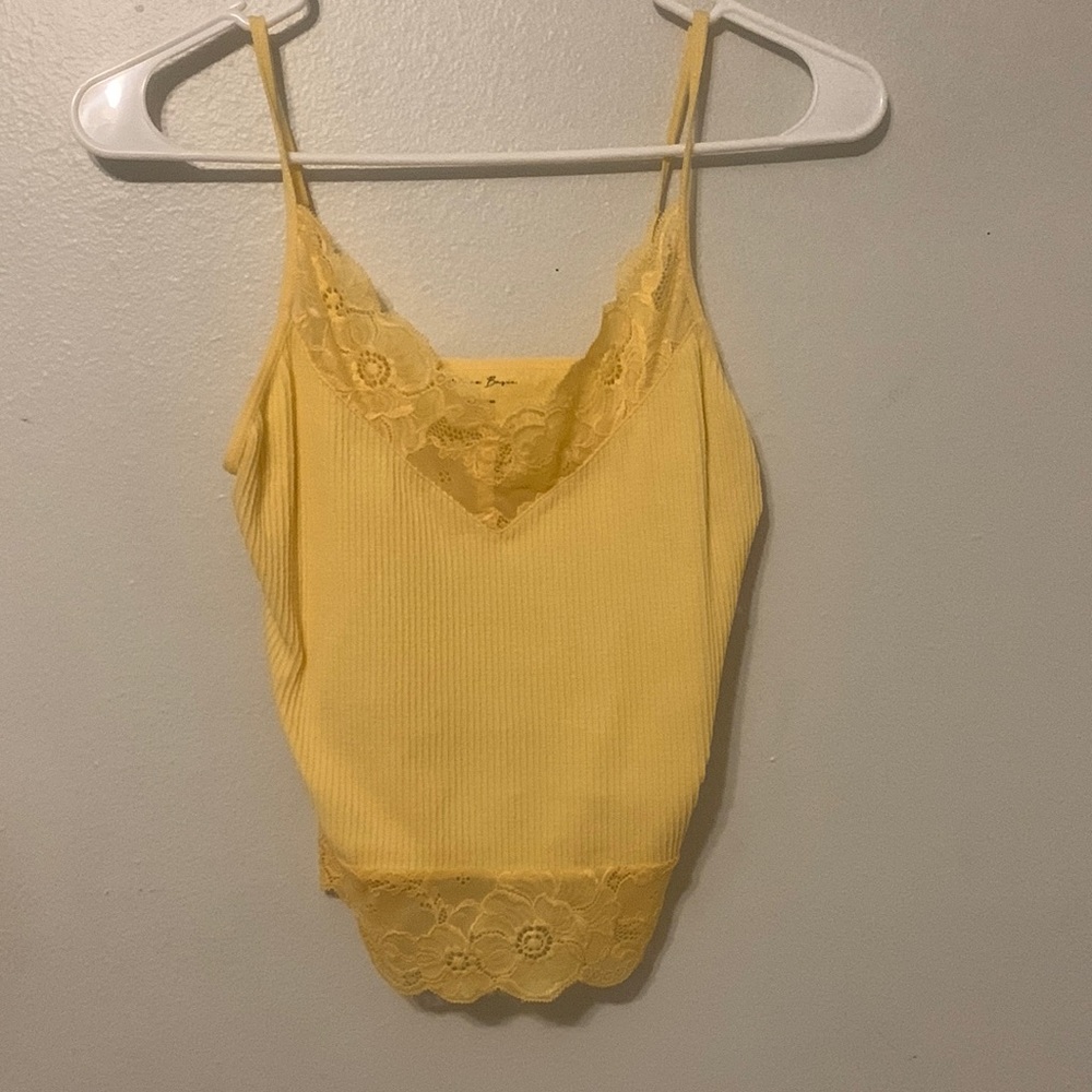 Yellow Active Basic Lace Tank Top